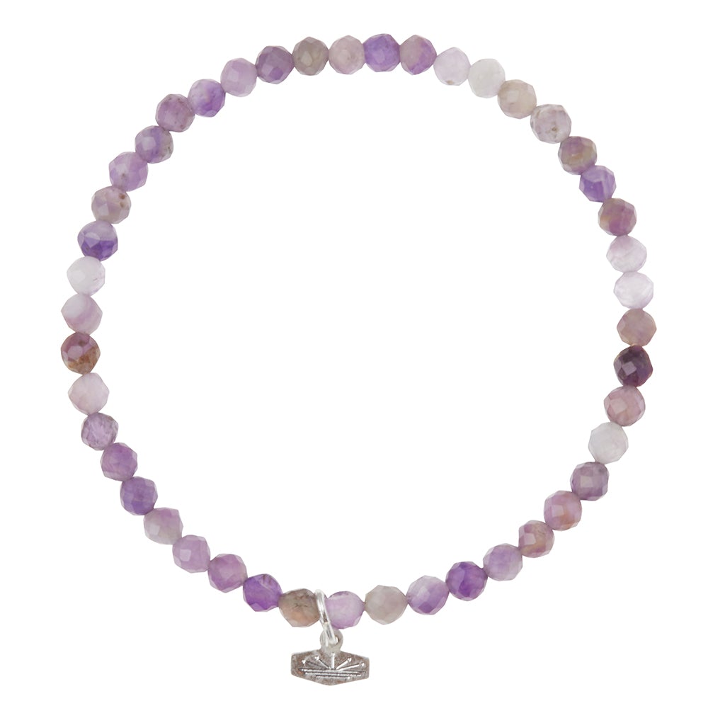 Mini Faceted Stone Stacking Bracelet | Amethyst/Silver