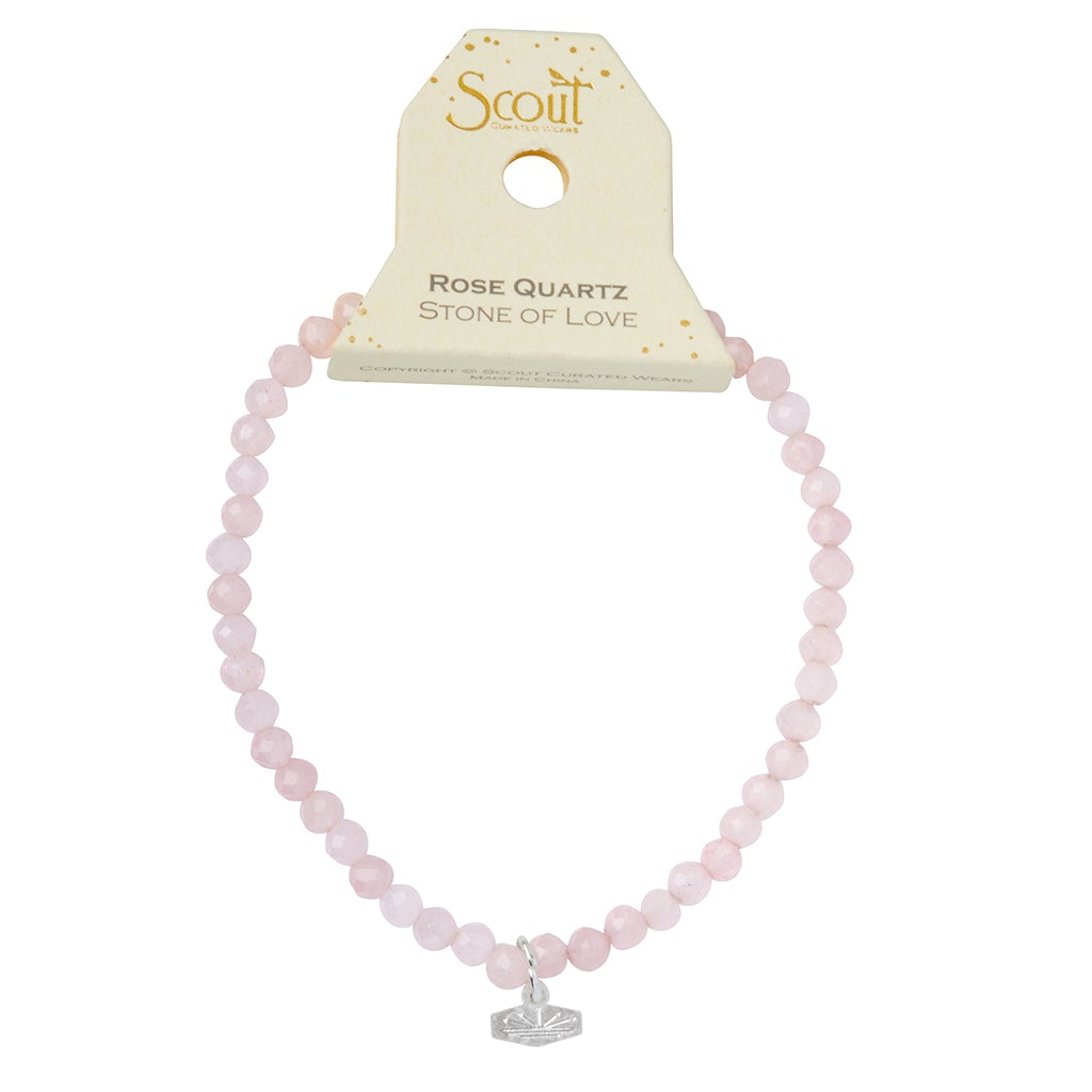 Mini Faceted Stone Stacking Bracelet | Rose Quartz/Silver