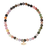 Mini Faceted Stone Stacking Bracelet | Tourmaline/Gold