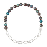 Mini Stone w/Chain Stacking Bracelet | Blue Sky Jasper/Silver