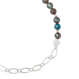 Mini Stone w/Chain Stacking Bracelet | Blue Sky Jasper/Silver