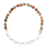 Mini Stone w/Chain Stacking Bracelet | Aqua Terra/Silver