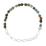 Mini Stone with Chain Stacking Bracelet | African Turquoise/Silver