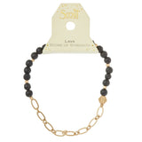 Mini Stone w/Chain Stacking Bracelet | Lava/Gold