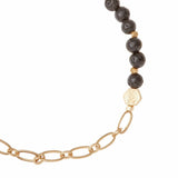 Mini Stone w/Chain Stacking Bracelet | Lava/Gold