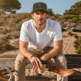 Leather Cross Olive Green Trucker Hat