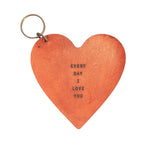 Leather Heart Keychain with Quote