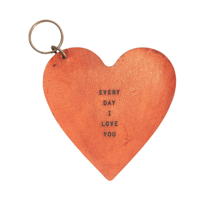 Leather Heart Keychain with Quote