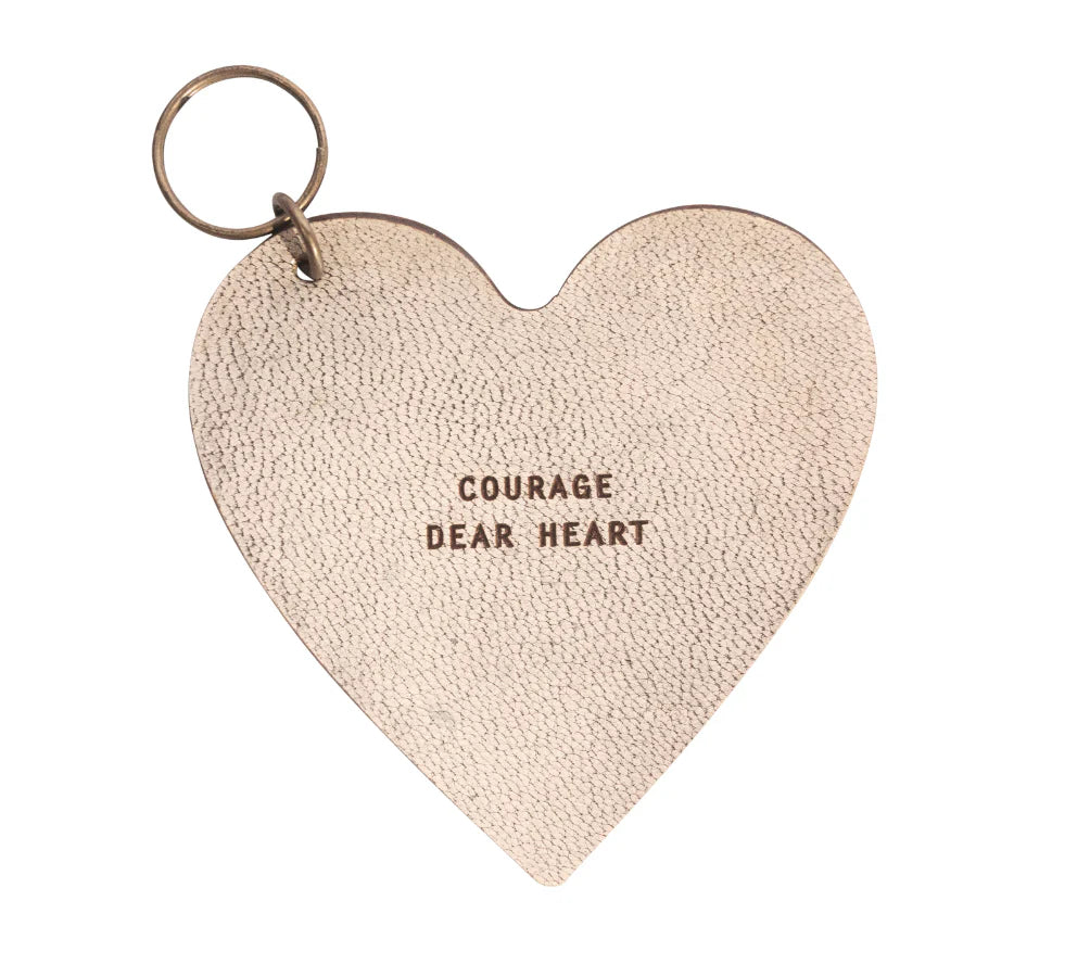 Leather Heart Keychain with Quote