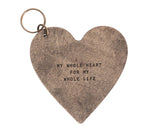 Leather Heart Keychain with Quote