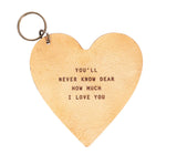 Leather Heart Keychain with Quote