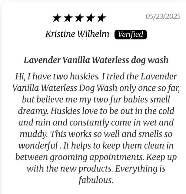 Lavender Vanilla Waterless Dog Wash Spray | Mixologie