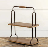 Two-Tier Wood & Metal Tabletop Display Shelf