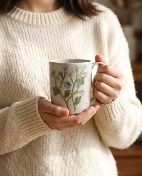 Hand-Painted Botanical Ceramic Coffee Mug