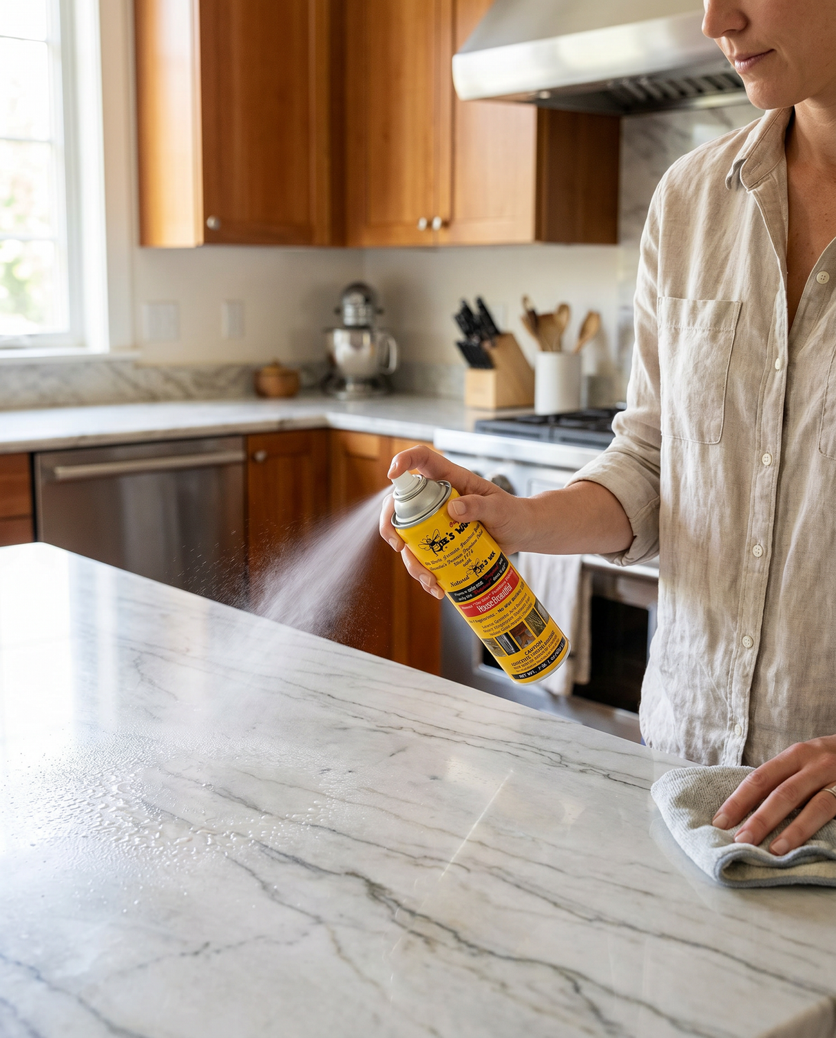 beeswax polish for cleaning marble countertops