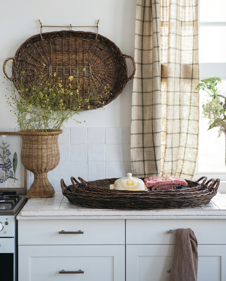Oval Hand-Woven Wicker Nesting Trays with Handles