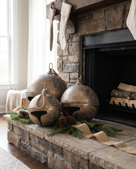 Distressed Jumbo Gold Metal Bell