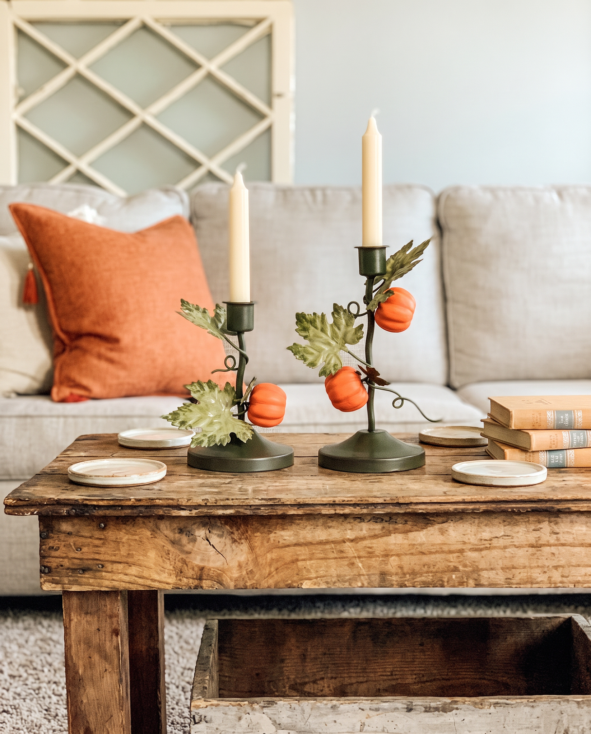 Pumpkin Vine Metal Taper Candle Holder