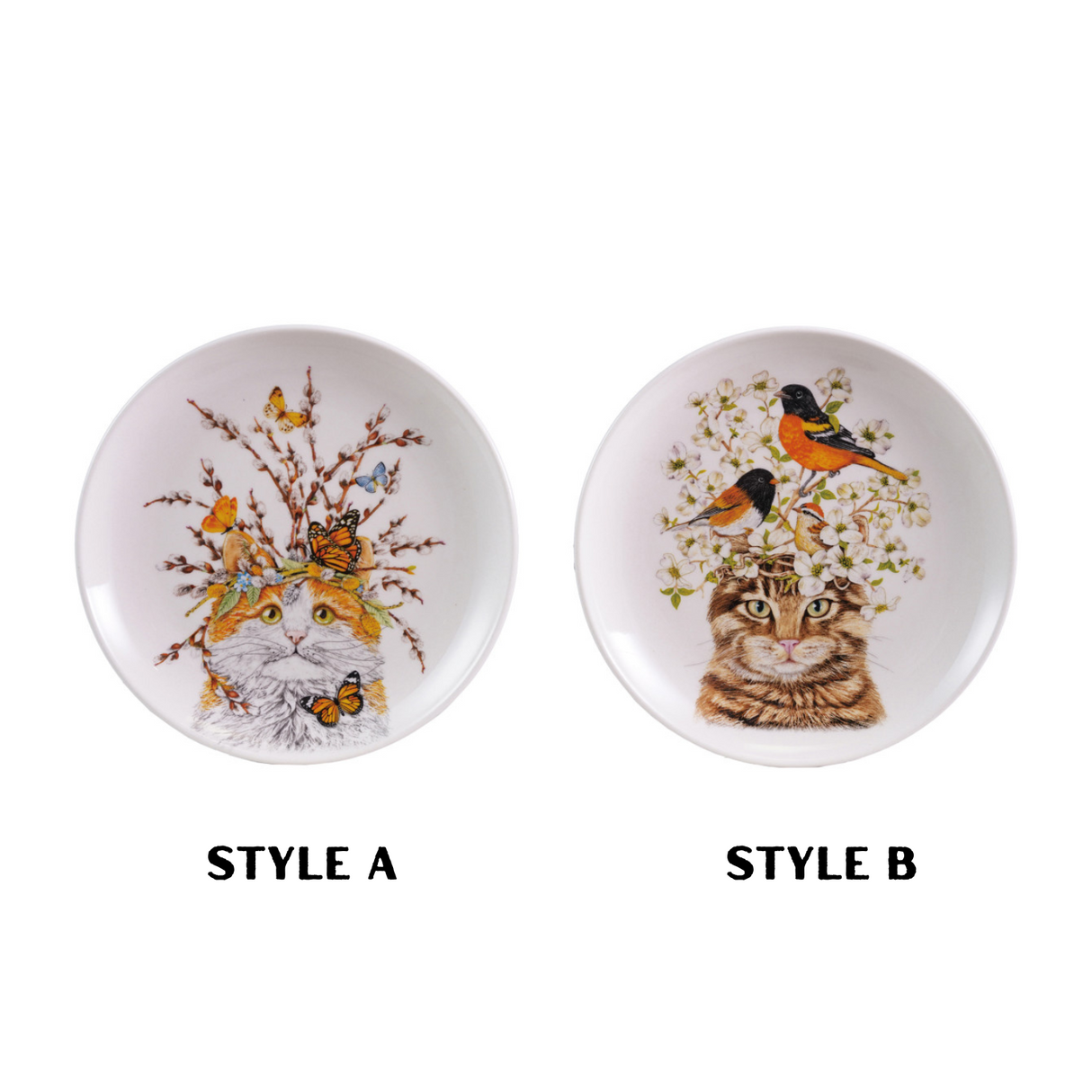 Flora Fauna Cat Ceramic Plate | 2 Styles