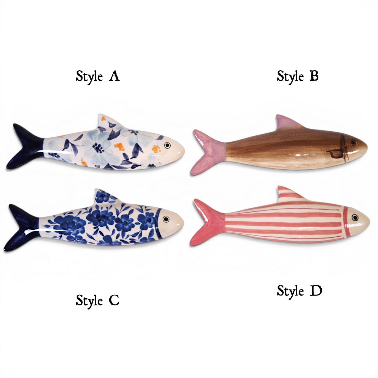Hand-Painted Ceramic Fish Wall Figurine