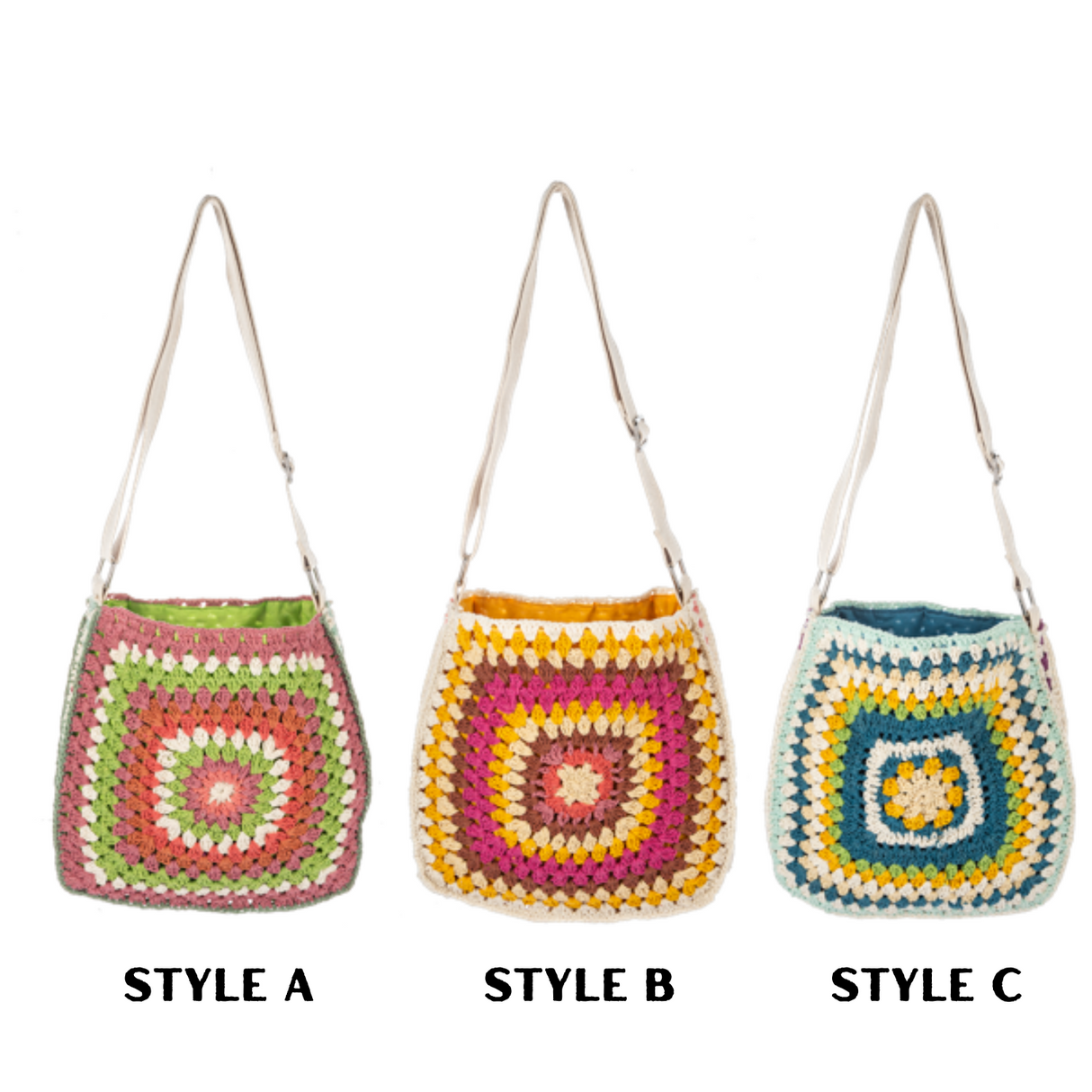 Crochet Granny Square Purse | Vintage Boho Shoulder Bag