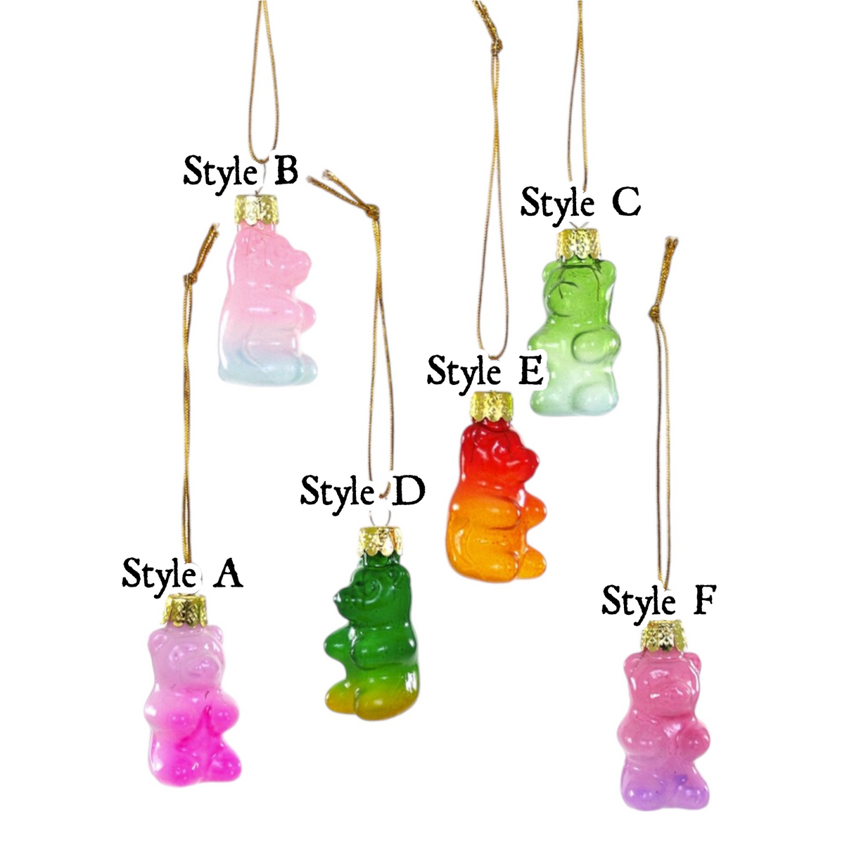 Colorful Gummy Bear Glass Christmas Ornaments