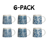 Blue Chinoiserie Hand-Stamped Ceramic Coffee Mug