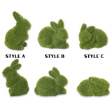 Mini Moss Flocked Green Bunny Rabbit | 3 Styles