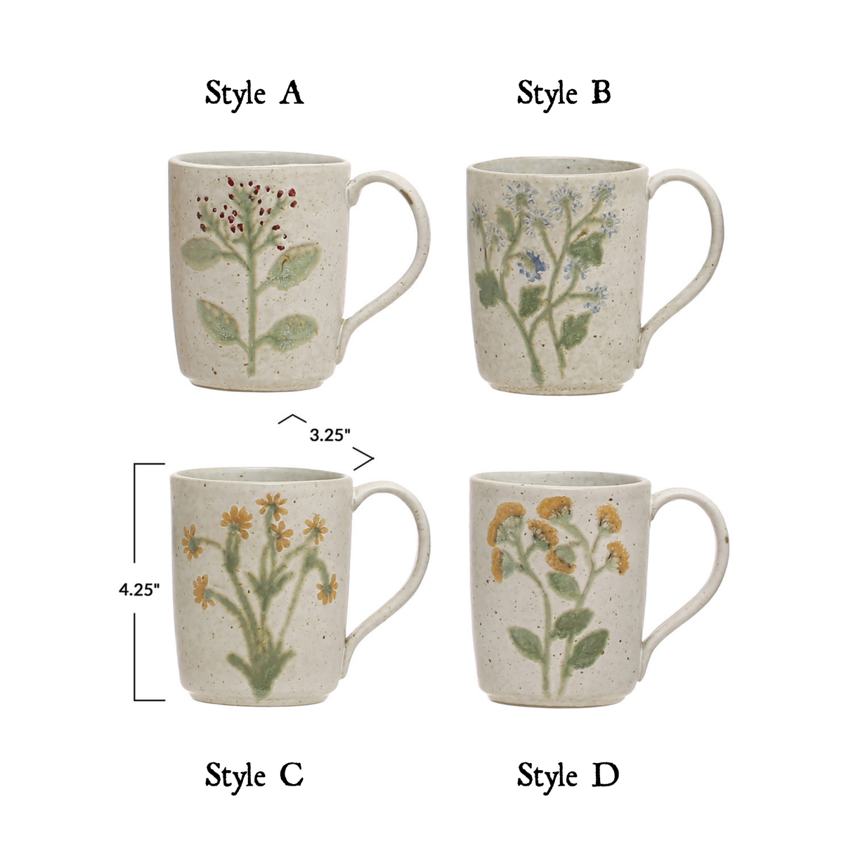 Hand-Painted Botanical Ceramic Coffee Mug