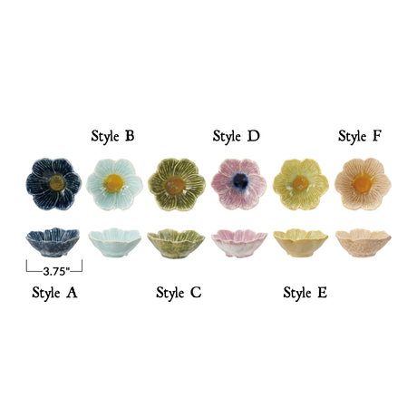 Ceramic Flower Shaped Bowl with Reactive Glaze