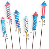 Patriotic Rocket Metal Garden Stake