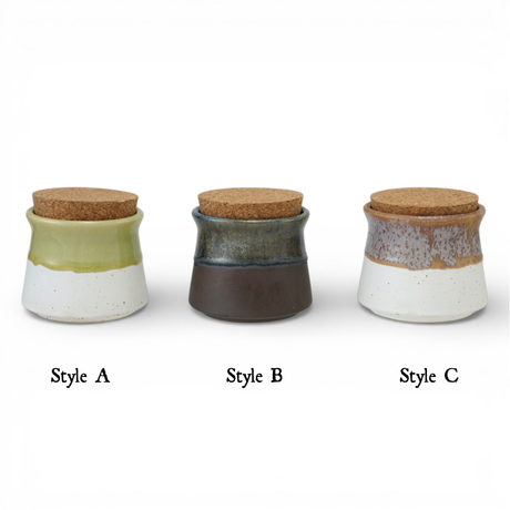 Two-Tone Ceramic Jar with Cork Lid