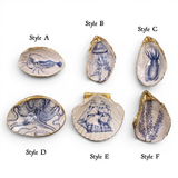 Blue & White Sea Life Shell Trinket Dish