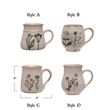 Wildflower Floral Debossed Ceramic Coffee Mug