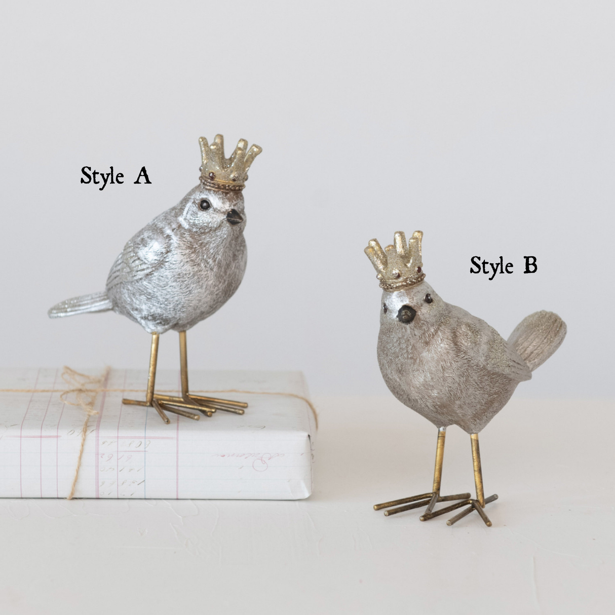 Gold Crowned Bird Figurine