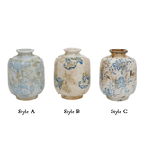 Blue & White Transferware Terracotta Vase