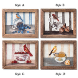 Embroidered Fabric Bird Still Life Framed Wall Art