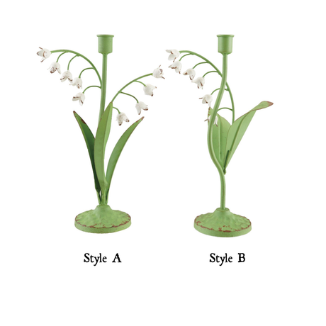 Lily of the Valley Metal Toleware Taper Candle Holder