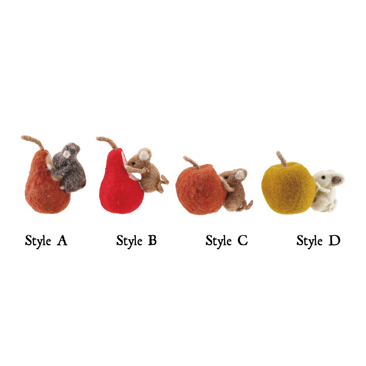 Wool Felt Mouse Eating Fruit