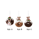 Handmade Wool Felt Mouse on Doughnut Ornament