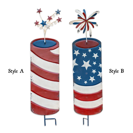 Patriotic Firework Garden Stake