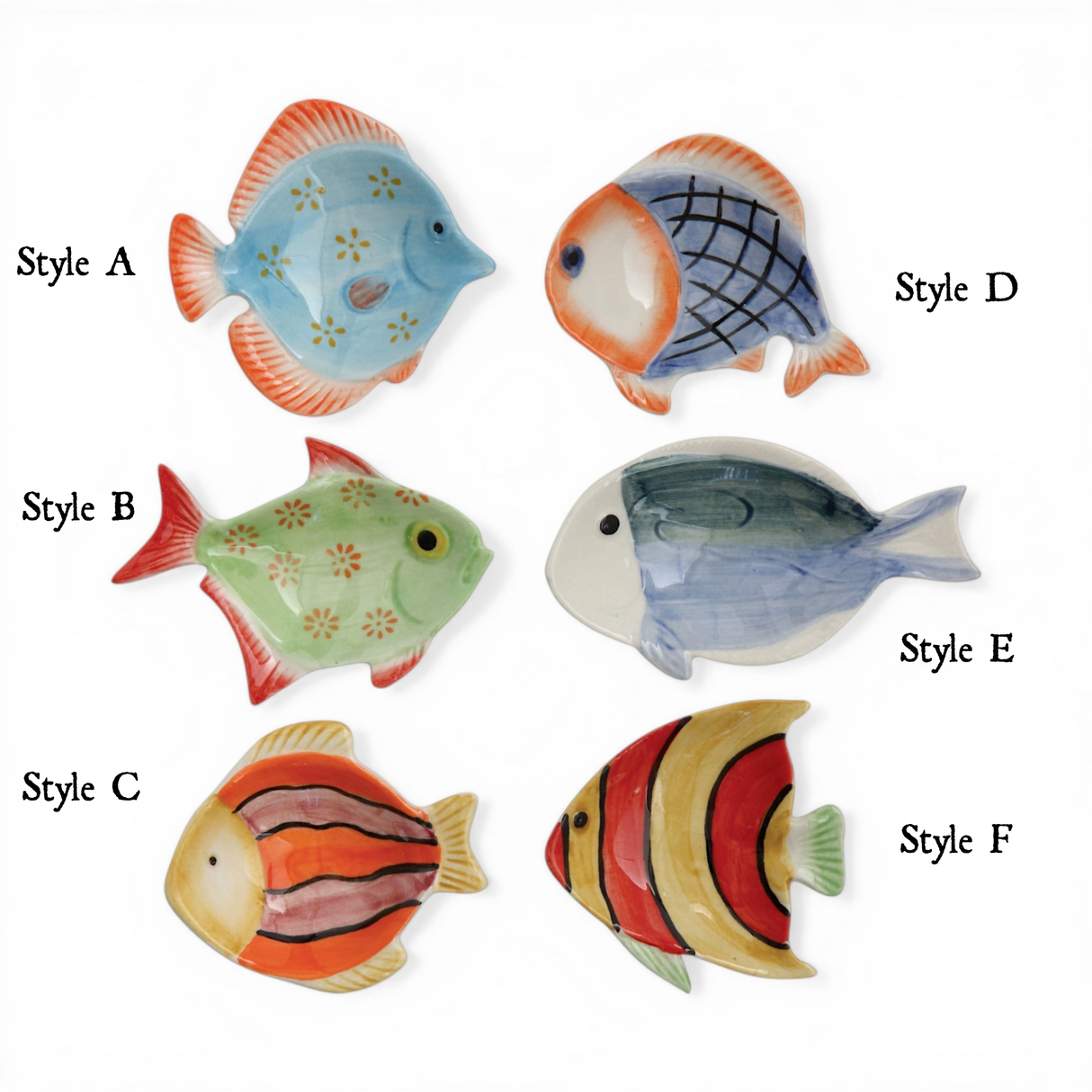 Hand-Painted Ceramic Fish Shaped Dish