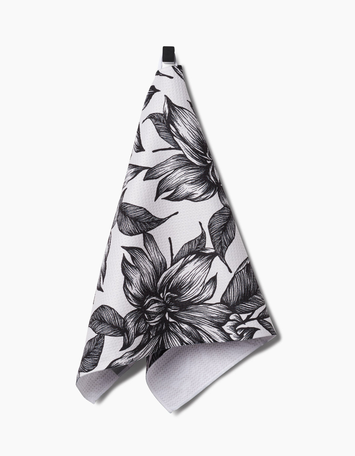 Caring Black & White Floral Geometry Tea Towel