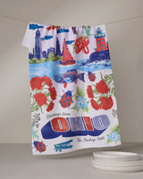 Greetings From Ohio Geometry Tea Towel