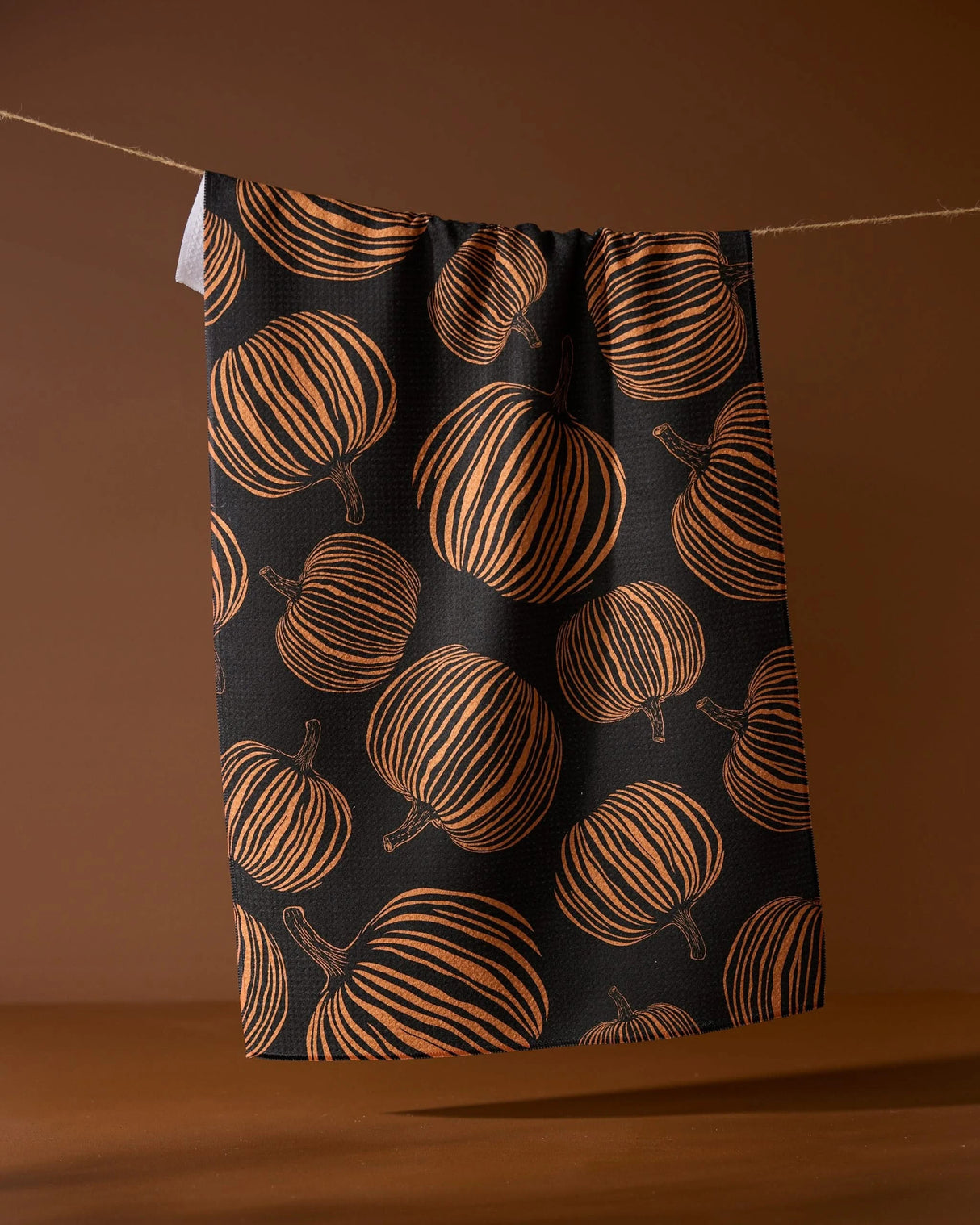Pumpkin Noir Geometry Tea Towel