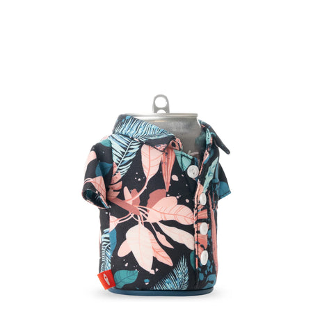 The Aloha Black Monstera Insulated Can Cooler | Puffin Drinkwear