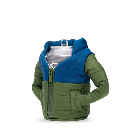 The Puffy Olive Green Insulated Can Cooler | Puffin Drinkwear