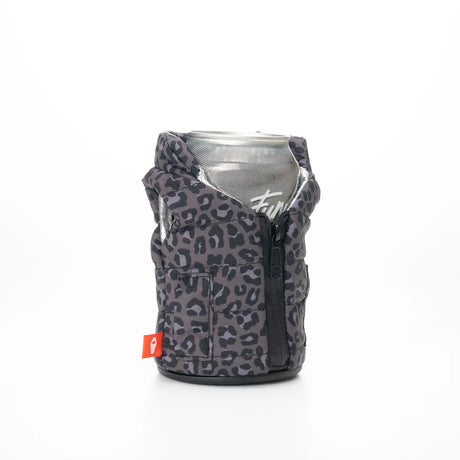 Puffy Vest Leopard Insulated Can Cooler | Puffin Drinkwear