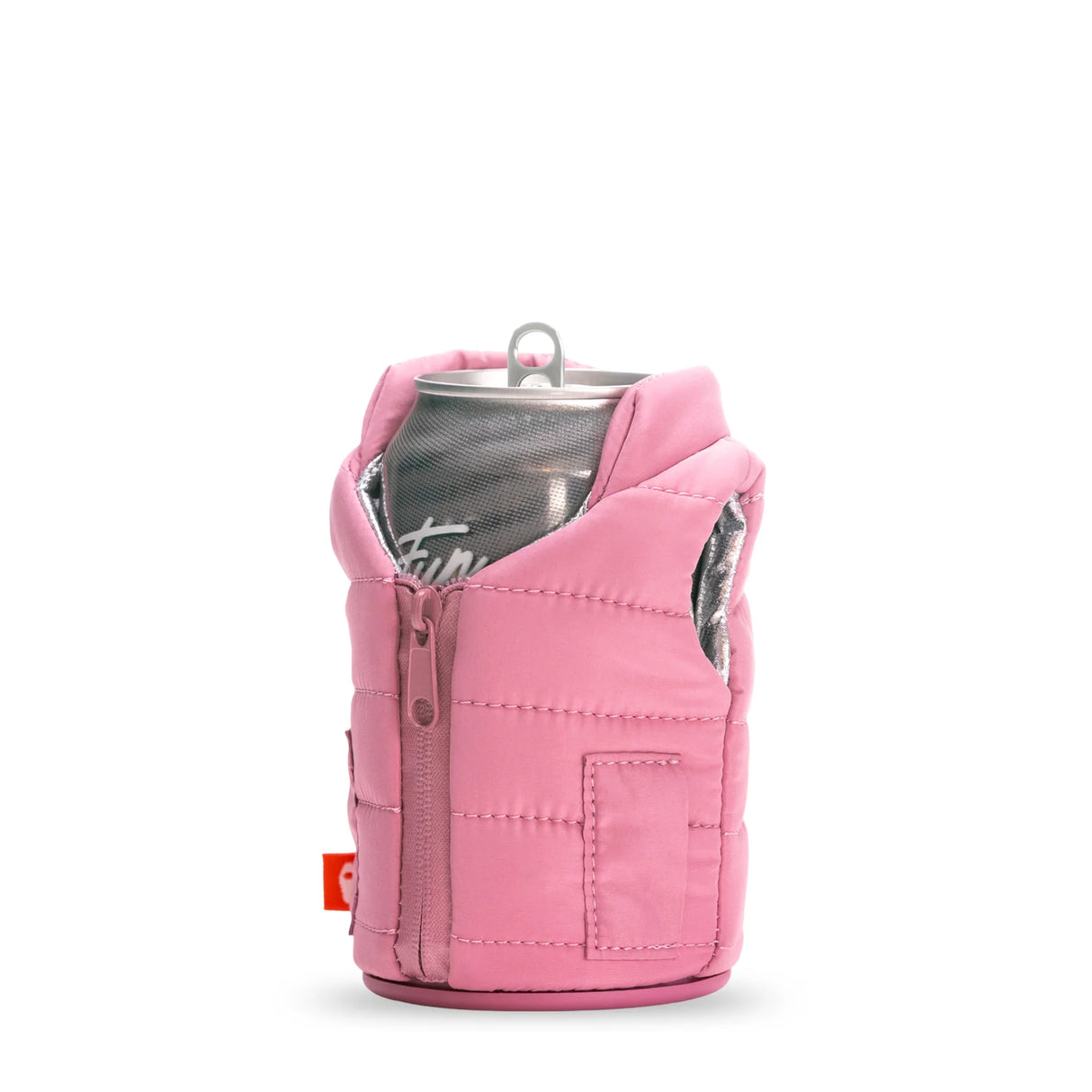 The Puffy Vest Dusty Rose Insulated Can Cooler | Puffin Drinkwear