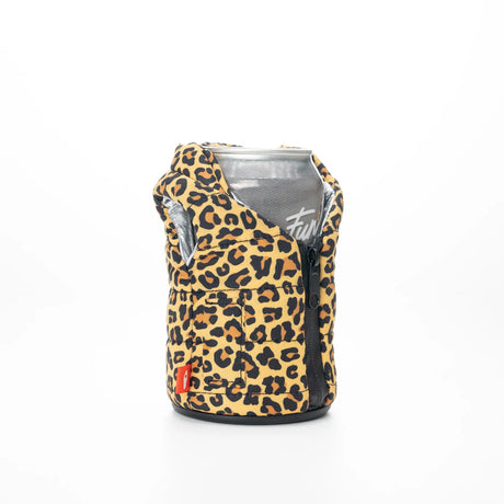 Puffy Vest Leopard Insulated Can Cooler | Puffin Drinkwear
